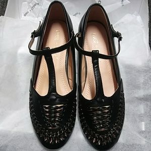 Women's Black Ballet Flats Weave Cutout shoes